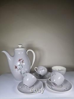 Royal Doulton Frost Pine Coffee Set D6450 Vintage 1940s/50s -3cup&saucer