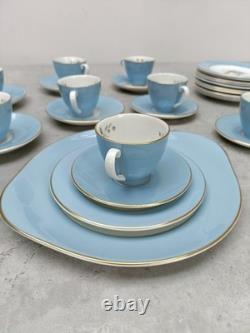 Royal Doulton Rose Elegans TC1010 Tea Coffee Set Duck Egg Blue Gold Vintage 37pc