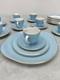 Royal Doulton Rose Elegans Tc1010 Tea Coffee Set Duck Egg Blue Gold Vintage 37pc