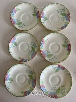 Royal Doulton Vintage Coffee Set Nerissa Pattern Art Deco Pastels VGC