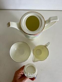 Royal Doulton Vintage Coffee Set Nerissa Pattern Art Deco Pastels VGC