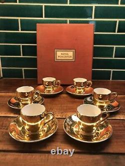 Royal Worcester Rare Vintage Gold Lustre Complete Coffee Set Original Packaging