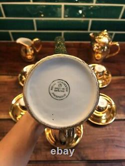 Royal Worcester Rare Vintage Gold Lustre Complete Coffee Set Original Packaging
