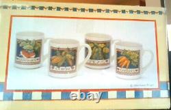 SUSAN WINGET vintage (1994) stoneware coffee mugs set of 4 coffee or tea mugs
