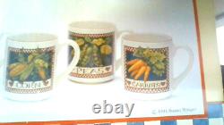 SUSAN WINGET vintage (1994) stoneware coffee mugs set of 4 coffee or tea mugs