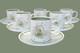 Susie Cooper Orchid Coffee Set For 6 Green Vintage English China Cup Saucer