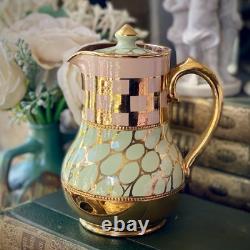 Sadler Tea Pot Set Gold Spot & Checker'Betty' Coffee Pots Vintage 1940/50s -VGC