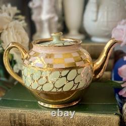 Sadler Tea Pot Set Gold Spot & Checker'Betty' Coffee Pots Vintage 1940/50s -VGC