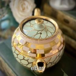 Sadler Tea Pot Set Gold Spot & Checker'Betty' Coffee Pots Vintage 1940/50s -VGC