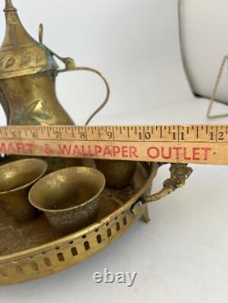 Saudi Arabian Vintage Brass 7 piece Tea Coffee Set Vintage needs polishing