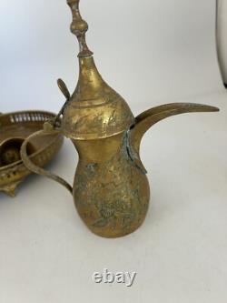 Saudi Arabian Vintage Brass 7 piece Tea Coffee Set Vintage needs polishing