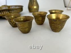 Saudi Arabian Vintage Brass 7 piece Tea Coffee Set Vintage needs polishing