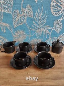 Scarce Set Of 4, Vtg Wedgwood Coffee Tea Cups & Saucers With Sugar And Milk
