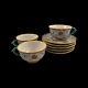 Set 4 Vintage Deruta Italian Pottery Coffee Tea Cups Saucers Majolica Florals