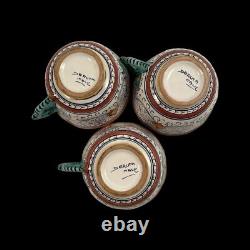 Set 4 Vintage DERUTA Italian Pottery Coffee Tea Cups Saucers Majolica Florals