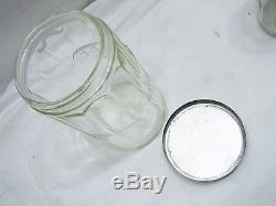 Set 5 Vintage Glass Hoosier Type Jars Shaker Panel Coffee Tea Salt/Pepper Spice