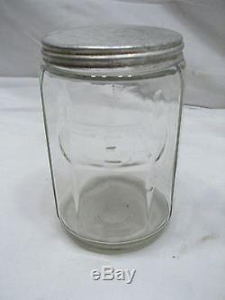 Set 5 Vintage Glass Hoosier Type Jars Shaker Panel Coffee Tea Salt/Pepper Spice