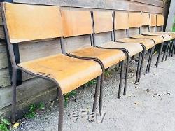 Set Of 12 Vintage Industrial Stackable Ply Chairs Cafe Chairs School Coffee Shop