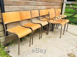 Set Of 12 Vintage Industrial Stackable Ply Chairs Cafe Chairs School Coffee Shop