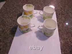 Set Of 4 Mikasa Bone China Water Lilies Yellow Tea Coffee Cups A4188 Vintage