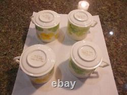 Set Of 4 Mikasa Bone China Water Lilies Yellow Tea Coffee Cups A4188 Vintage