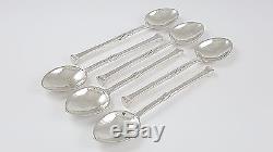 Set Of 6 Vintage Arts & Crafts Solid Silver Coffee Spoons Omar Ramsden 1935