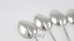 Set Of 6 Vintage Arts & Crafts Solid Silver Coffee Spoons Omar Ramsden 1935