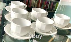 Set Of 6 Vintage Pillivuyt Bistroware Coffee Cups And Saucers