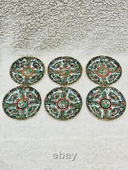 Set Six Vintage Demitasse Espresso Coffee Cups Saucers Hong Kong Hand Painted