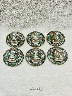 Set Six Vintage Demitasse Espresso Coffee Cups Saucers Hong Kong Hand Painted