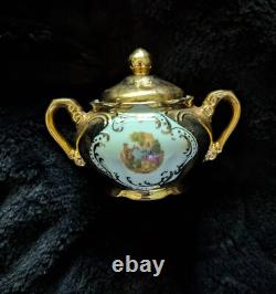 Set Vintage Fragonard Design 24 Karat Gold Tea Coffee Set