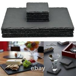 Set of 12 Natural Slate SQUARE 6 Placemats & 6 Coasters Tablemat Dinner Set