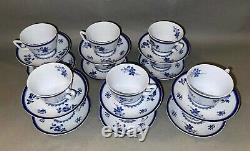 Set of 12 Spode Gloucester Cups & Saucers Fine Stone Blue Floral Y2989 England