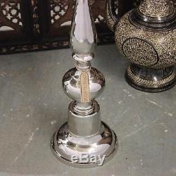 Set of 2 Small Side Tables Polished Metal Pedestal Coffee Lamp End Vintage