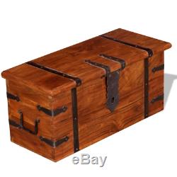 Set of 2 Vintage Treasure Chest Handmade Side Coffee Table Trunk Lockable Box