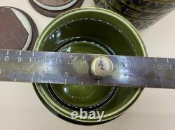 Set of 3 x Vintage Hornsea Heirloom Tea/Coffee/Sugar Storage Jars Green Small