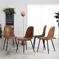 Set of 4 Dining Chairs Retro Style Padded Wooden Feet Lounge Coffee Restaurant