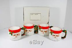 Set of 4 Fitz and Floyd Santa Claus Christmas Holiday Coffee Mugs Vintage 1976