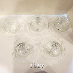 Set of 5 Vintage Glass Coffee Cups Arno Joe Colombo Square Double Handle Italy