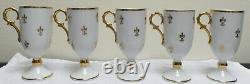 Set of 5 Vintage Royal Sealy Footed Fleur De Lys Irish Coffee Cups/SaucersRARE