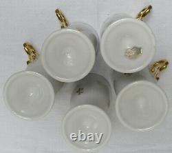 Set of 5 Vintage Royal Sealy Footed Fleur De Lys Irish Coffee Cups/SaucersRARE
