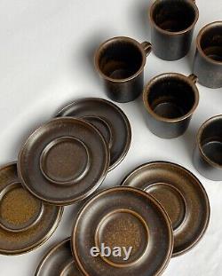 Set of 6 Coffee/Tea Saucer w Tea Pot Arabia Finland RUSKA ULLA PROCOPE Vtg. MCM