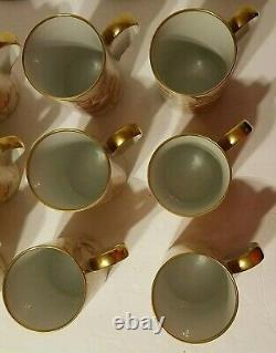 Set of 6 Fleur de Chine Fitz & Floyd Porcelain Coffee Mug Cup Peach White Peony