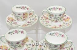 Set of 6 Minton Haddon Hall Green Edge Coffee Cups and Saucers