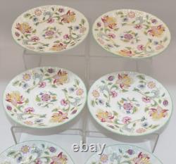 Set of 6 Minton Haddon Hall Green Edge Coffee Cups and Saucers