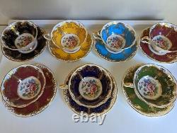 Set of 6 Vintage PARAGON Rose Bouquet Footed Bone China Cups & Saucers