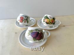 Set of 6 vintage Pomona Portmeirion cups and saucers, botanical coffee / tea set