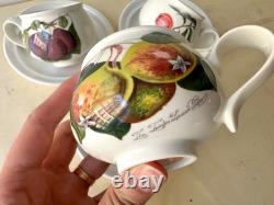 Set of 6 vintage Pomona Portmeirion cups and saucers, botanical coffee / tea set