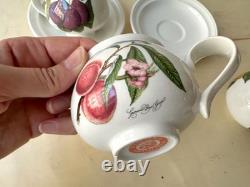 Set of 6 vintage Pomona Portmeirion cups and saucers, botanical coffee / tea set