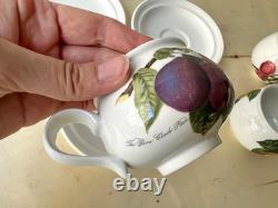 Set of 6 vintage Pomona Portmeirion cups and saucers, botanical coffee / tea set